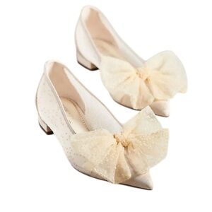 Circus by Sam Edelman Darcy Ivory Mesh Bow Pointed Toe Flats Size 9 NWOB